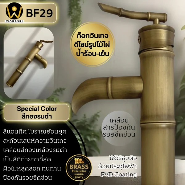 ก๊อกทองเหลืองวินเทจไม้ไผ่ BF29 Bamboo Brass Faucet - Image 4