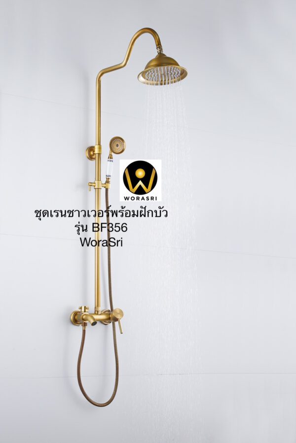 BF356 Rain and handheld shower antique brass color bathroom (4)