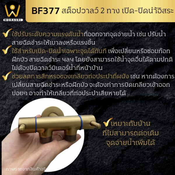 BF377 2 Ways Angle Valve Brushed gold 4