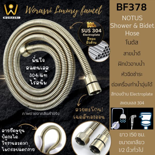 BF378 Brushed Light Gold Shower Hose 2