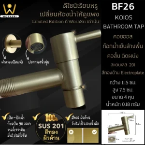 ก๊อกล้างพื้นห้องน้ำติดผนัง สีทอง BF26 Shank Faucet