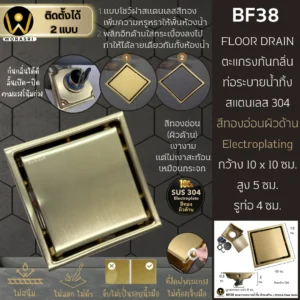ตะแกรงกันกลิ่นระบายน้ำสีทอง Floor Drain BF38