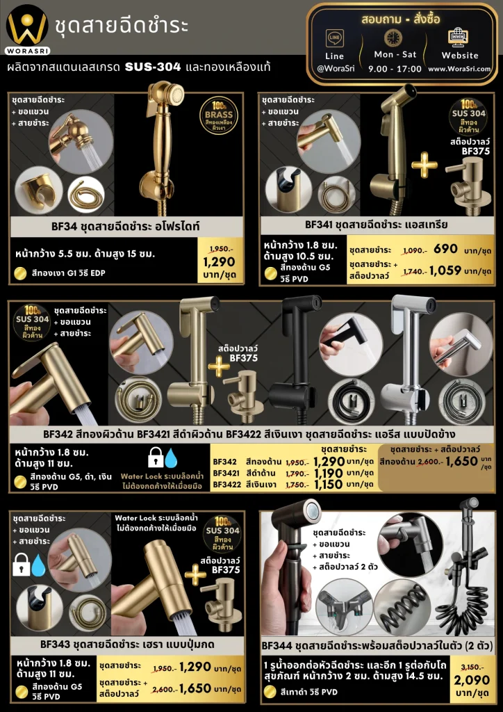 Brushed Gold Chrome Matt black bidet spray set