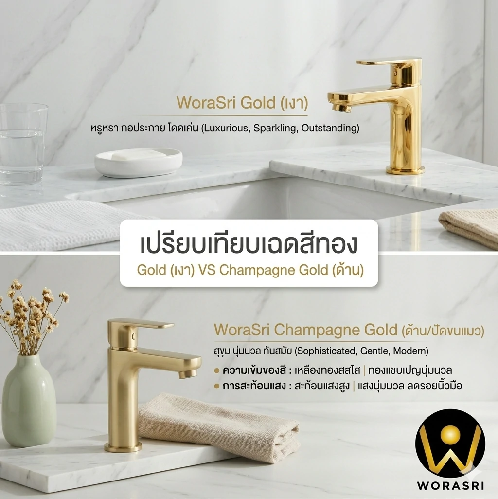 เปรียบเทียบวัสดุทองเหลืองแท้ PVD Coating vs ก๊อกน้ำทั่วไป