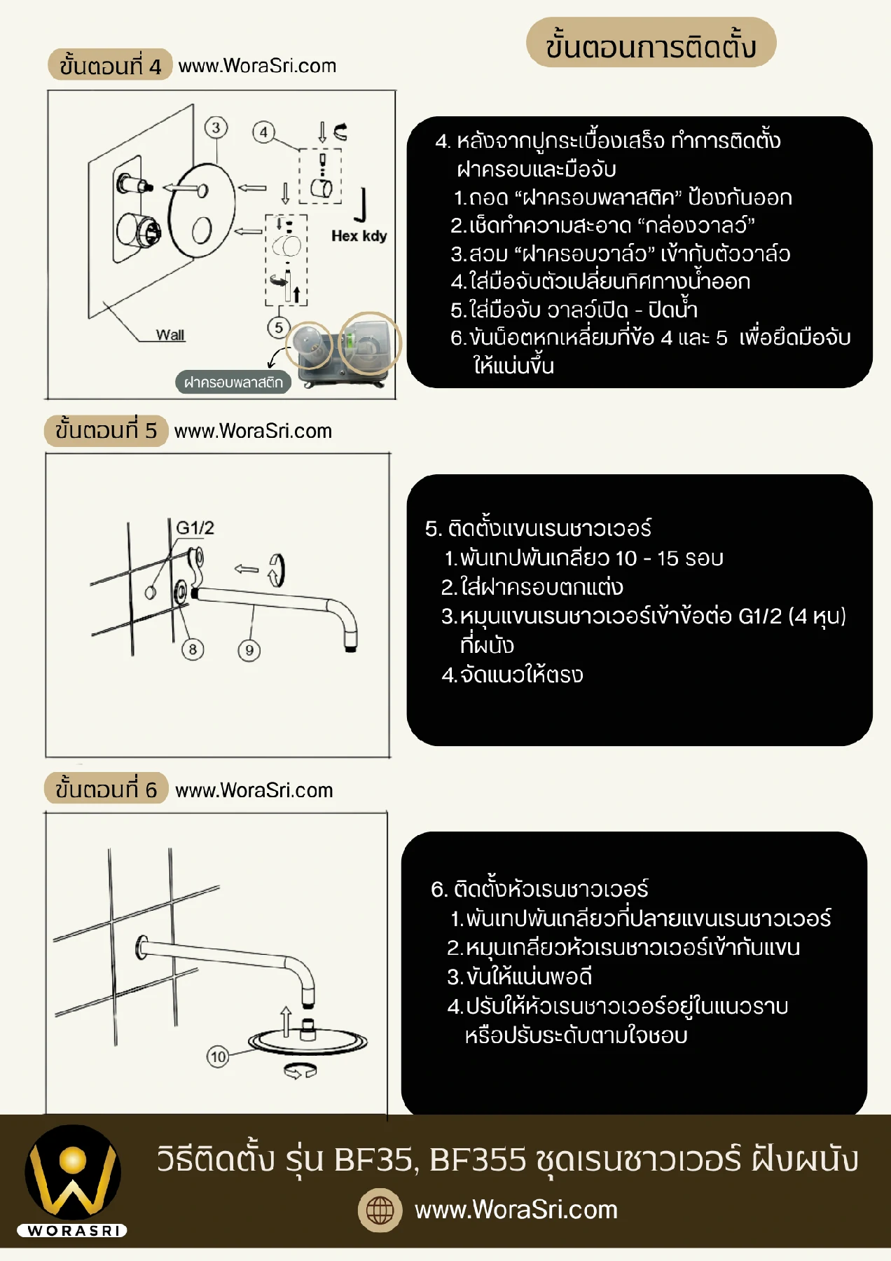 เรนชาวเวอร์ฝังผนังสีเงิน Rain Shower BF355S - Image 25