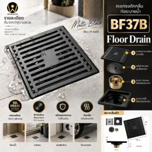 ตะแกรงดักกลิ่นสีดำ Black Floor Drain BF37B