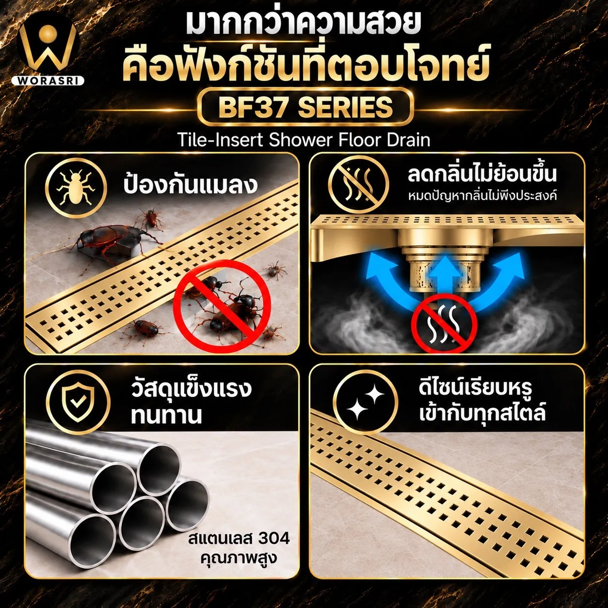 ตะแกรงระบายน้ำกันกลิ่นแมลง Floor Drain BF37 SERIES - Image 8