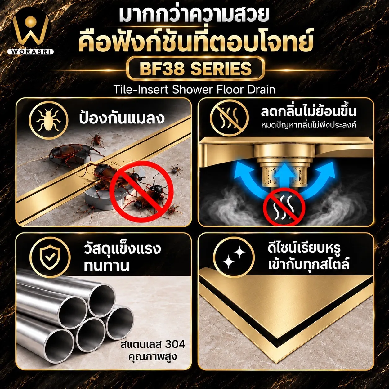 ตะแกรงระบายน้ำทิ้งกันกลิ่นแมลง Floor Drain BF38 SERIES - Image 4
